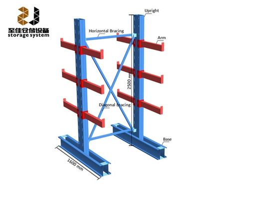 250-800lbs Ρακέτα παλέτας Cantilever Powder Coating Ρακέτα ράφι Cantilever