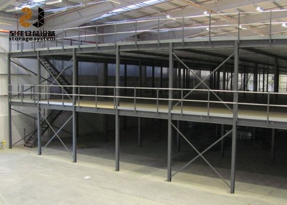 Επαλλασσόμενα με επικάλυψη σε σκόνη ηποξυγόνου Βιομηχανικά μεζανίνια πάτωμα 2 στρώματα Αποθηκευτικά ράφια αποθήκης